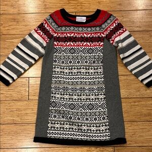 Hanna Andersson Cottagecore Nordic Knit Dress Red, Black, Gray, White 100-4T New